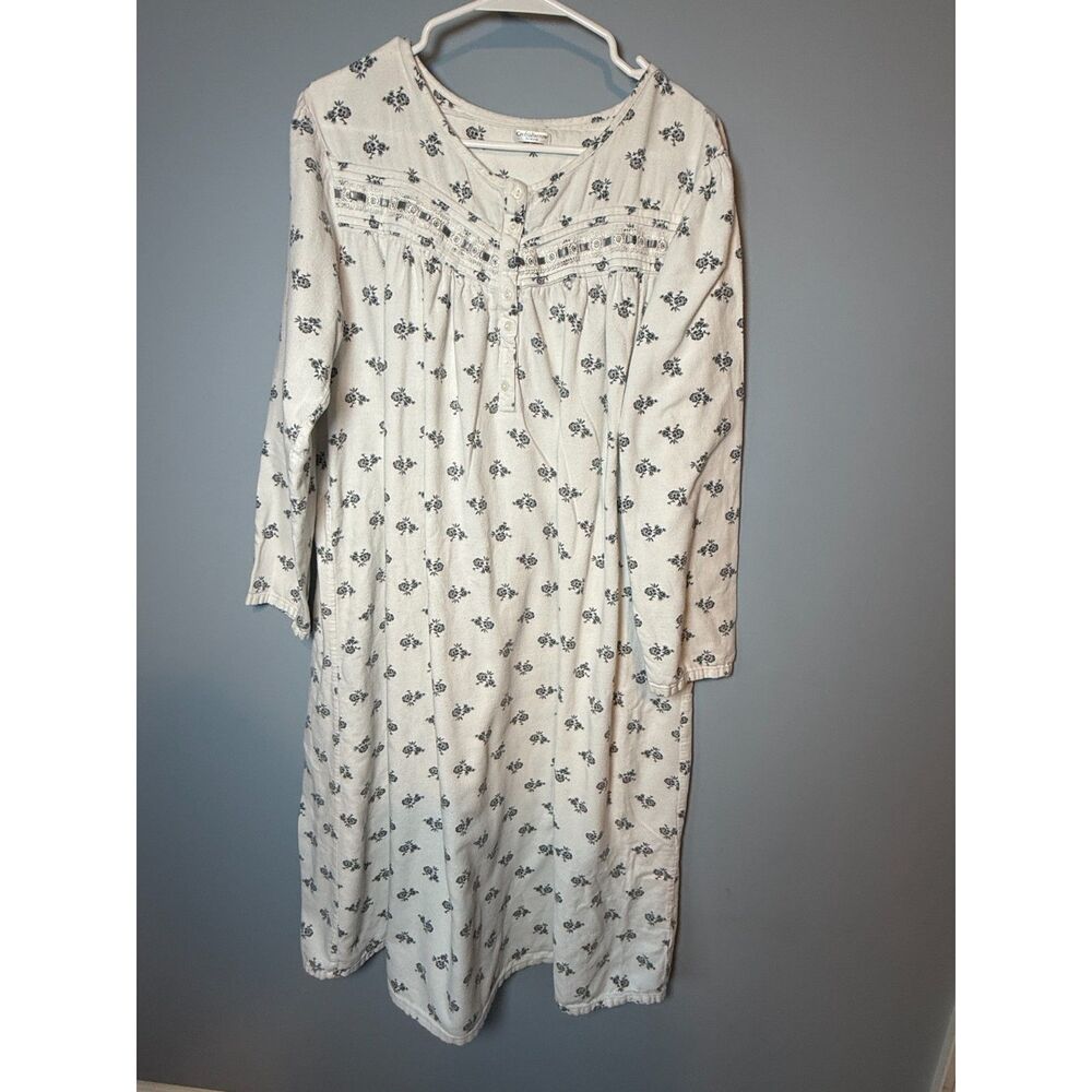 Croft & Barrow Intimates Floral Cotton Flannel Nightgown - Size Large